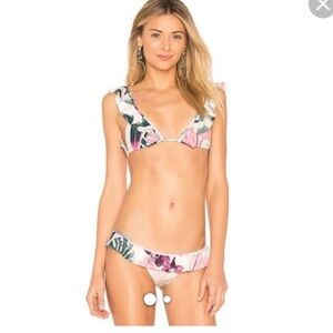 Lovers + Friends ruffle floral bikini set
